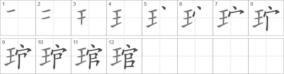 Написание иероглифа 琯