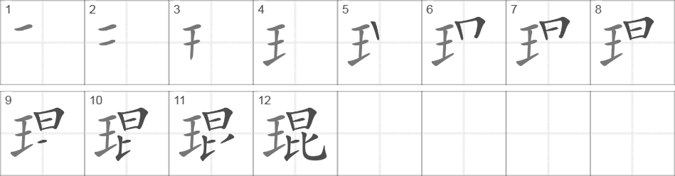 Написание иероглифа 琨