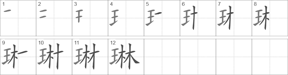 Написание иероглифа 琳