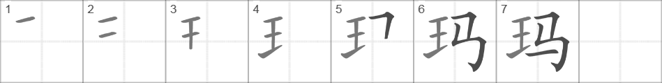 Написание иероглифа 玛