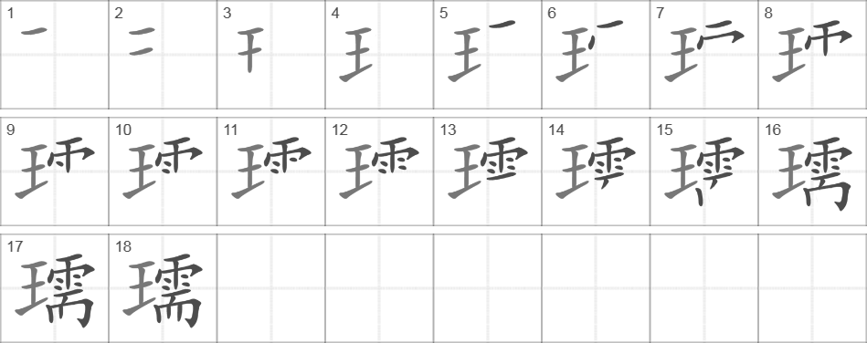 Написание иероглифа 瓀