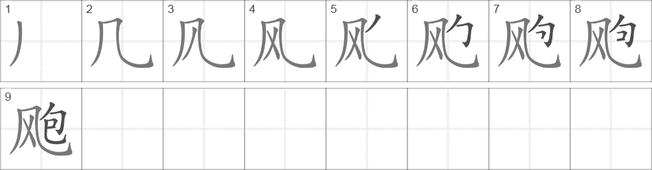 Написание иероглифа 飑