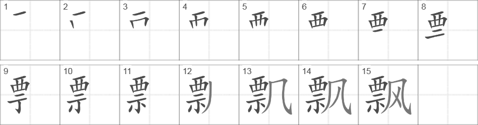 Написание иероглифа 飘