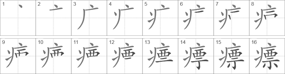 Написание иероглифа 瘭