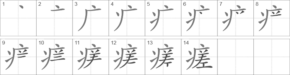 Написание иероглифа 瘥