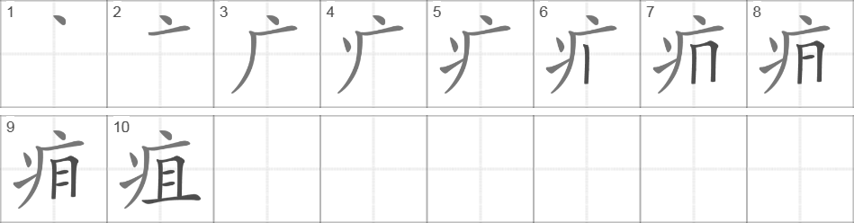 Написание иероглифа 疽