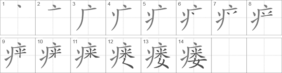 Написание иероглифа 瘘