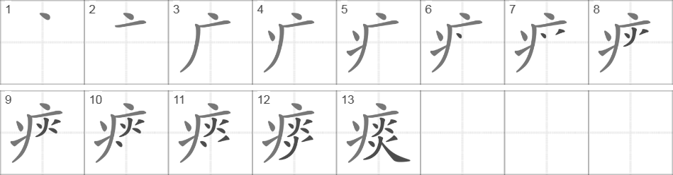 Написание иероглифа 痰