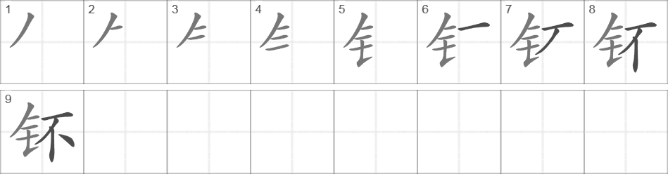 Написание иероглифа 钚