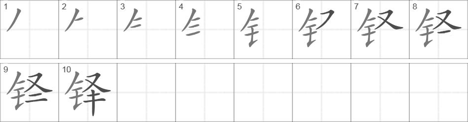 Написание иероглифа 铎