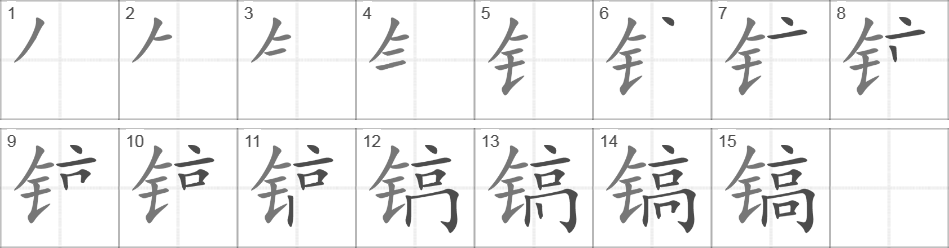 Написание иероглифа 镐