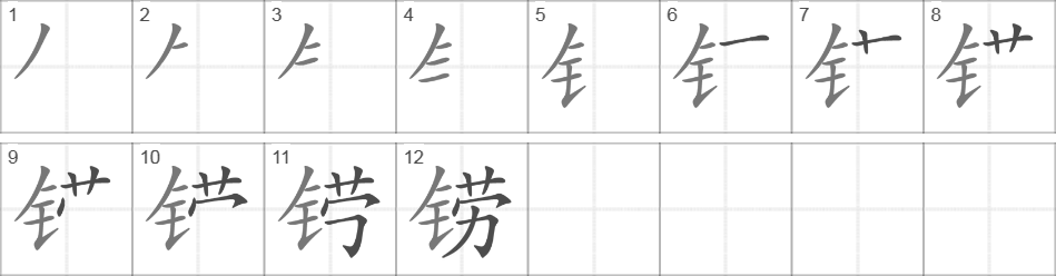 Написание иероглифа 铹