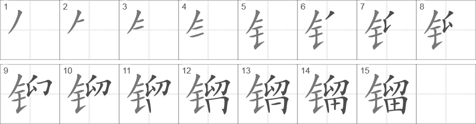 Написание иероглифа 镏