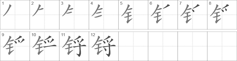 Написание иероглифа 锊