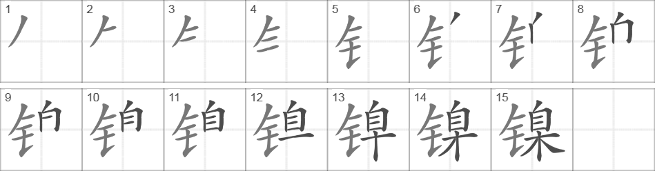 Написание иероглифа 镍