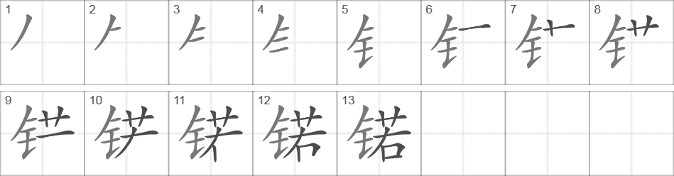 Написание иероглифа 锘