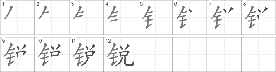 Написание иероглифа 锐