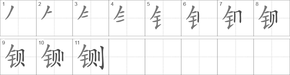 Написание иероглифа 铡