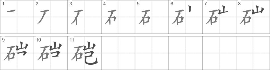 Написание иероглифа 硙