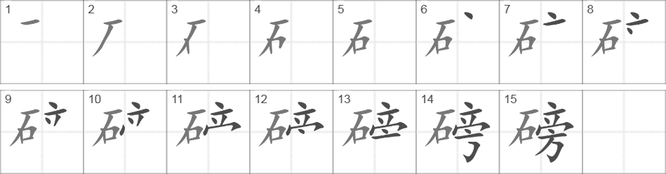 Написание иероглифа 磅