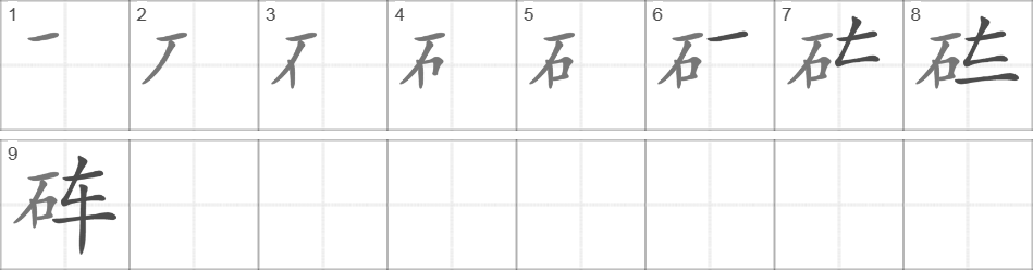 Написание иероглифа 砗