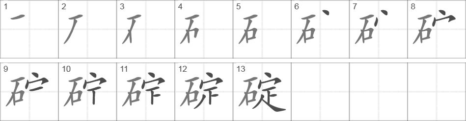 Написание иероглифа 碇