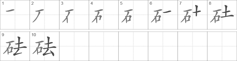 Написание иероглифа 砝