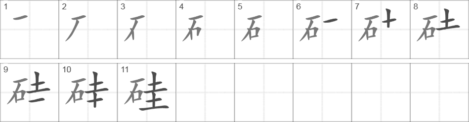 Написание иероглифа 硅
