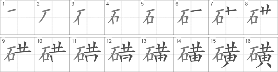 Написание иероглифа 磺