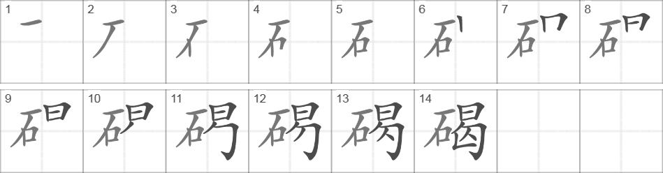 Написание иероглифа 碣