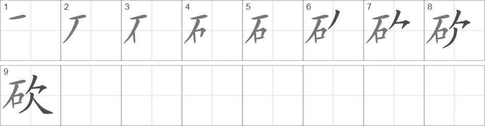 Написание иероглифа 砍