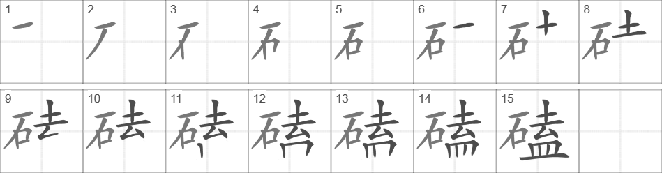 Написание иероглифа 磕