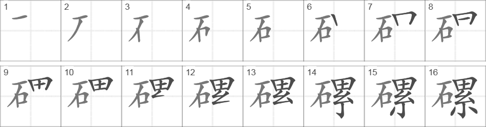 Написание иероглифа 磥