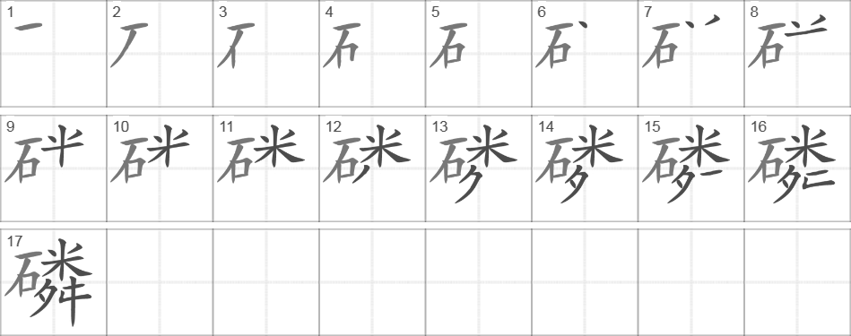 Написание иероглифа 磷