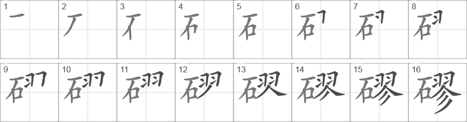 Написание иероглифа 磟