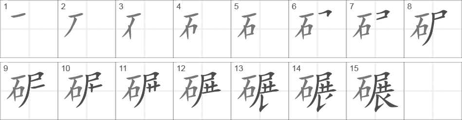 Написание иероглифа 碾