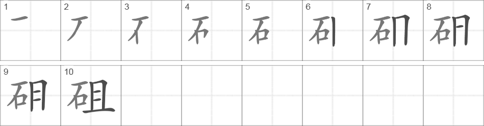 Написание иероглифа 砠