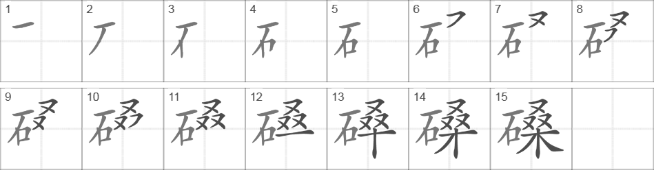 Написание иероглифа 磉