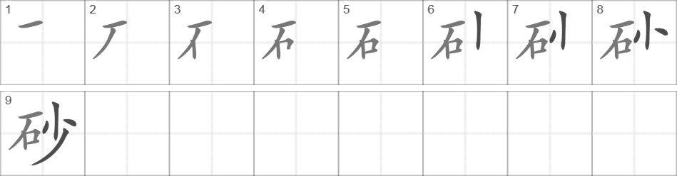 Написание иероглифа 砂
