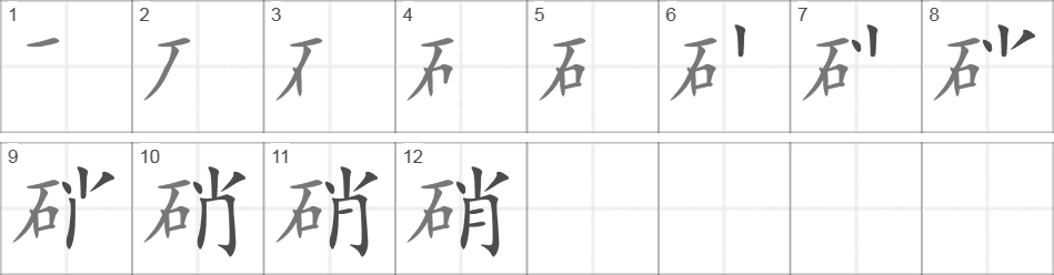 Написание иероглифа 硝