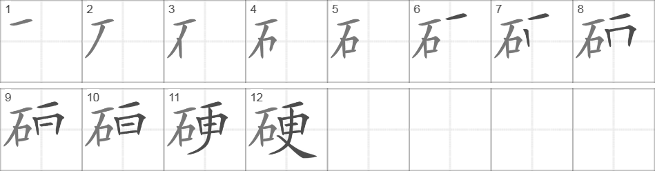 Написание иероглифа 硬