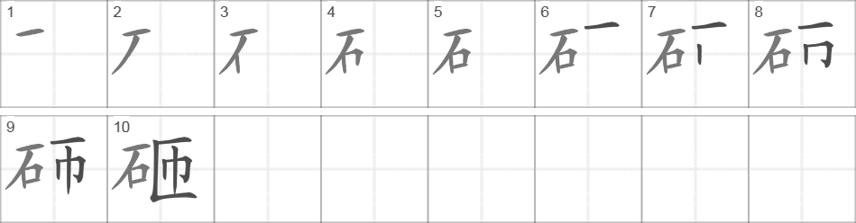 Написание иероглифа 砸