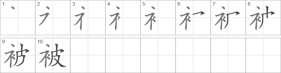 Написание иероглифа 被