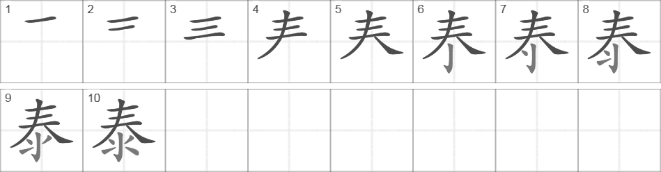 Написание иероглифа 泰