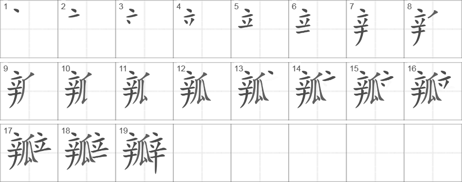 Написание иероглифа 瓣