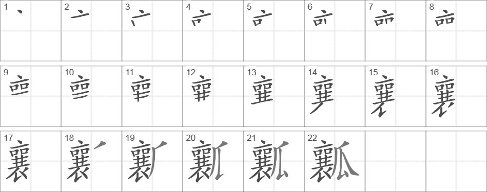 Написание иероглифа 瓤