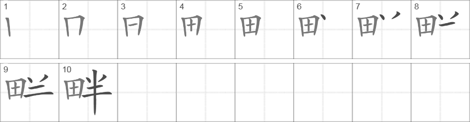 Написание иероглифа 畔