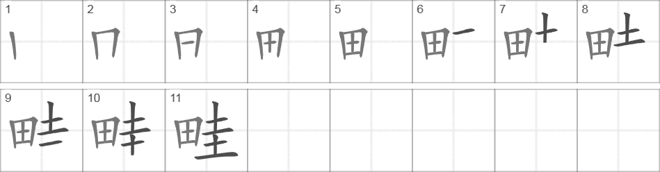 Написание иероглифа 畦