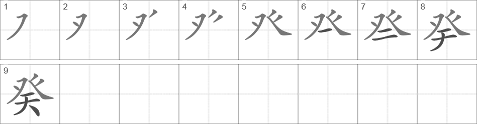 Написание иероглифа 癸