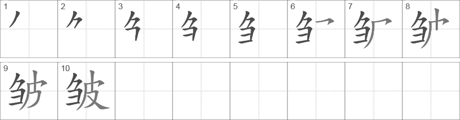 Написание иероглифа 皱